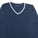NAUTICA Womens Jumper Blue V-Neck Tight Knit L