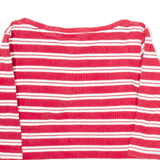 TOMMY HILFIGER Womens Jumper Red Striped V-Neck Tight Knit S