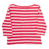 TOMMY HILFIGER Womens Jumper Red Striped V-Neck Tight Knit S