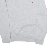 TOMMY HILFIGER Womens Jumper Grey V-Neck Tight Knit M