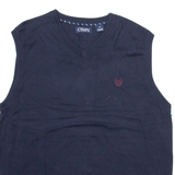 CHAPS Mens Vest Blue V-Neck Tight Knit Sleeveless L