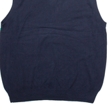 CHAPS Mens Vest Blue V-Neck Tight Knit Sleeveless L