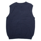 CHAPS Mens Vest Blue V-Neck Tight Knit Sleeveless L
