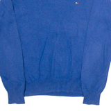 TOMMY HILFIGER Mens Jumper Blue V-Neck Tight Knit S
