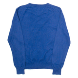 TOMMY HILFIGER Mens Jumper Blue V-Neck Tight Knit S