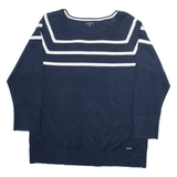 NAUTICA Womens Jumper Blue Striped Tight Knit XL