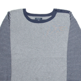 NAUTICA Mens Jumper Grey Striped Tight Knit 2XL
