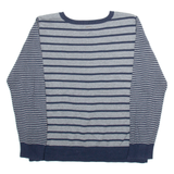 NAUTICA Mens Jumper Grey Striped Tight Knit 2XL