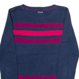 TOMMY HILFIGER Womens Jumper Blue Striped Tight Knit S