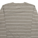 TOMMY HILFIGER Mens Jumper Brown Striped V-Neck Tight Knit M