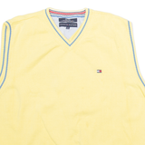 TOMMY HILFIGER Mens Vest Yellow V-Neck Tight Knit Sleeveless XL