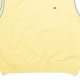 TOMMY HILFIGER Mens Vest Yellow V-Neck Tight Knit Sleeveless XL