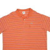 LACOSTE Mens Polo Shirt Orange Striped 2XL