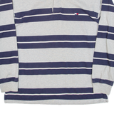 TOMMY HILFIGER Mens Polo Shirt Blue Striped Long Sleeve L
