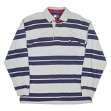 TOMMY HILFIGER Mens Polo Shirt Blue Striped Long Sleeve L
