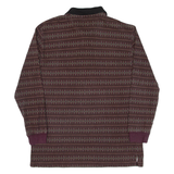 CHAPS RALPH LAUREN Mens Polo Shirt Maroon Crazy Pattern Long Sleeve S