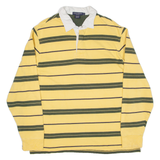DANIEL CREMIEUX Mens Polo Shirt Yellow Striped Long Sleeve XL