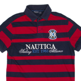 NAUTICA Mens Polo Shirt Red Striped L