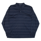 NAUTICA Mens Polo Shirt Blue Striped Long Sleeve L