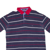 TOMMY HILFIGER Mens Polo Shirt Blue Striped XL
