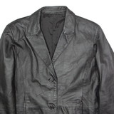 Womens Blazer Jacket Black Leather UK 16