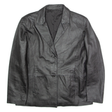 Womens Blazer Jacket Black Leather UK 16