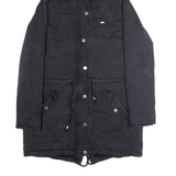 ELLESSE Fleece Lined Womens Parka Coat Black Twill Hooded L