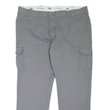 DICKIES Cargo Workwear Mens Trousers Grey Regular Straight W46 L34