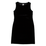 DANIELLE CASEY Womens Shift Dress Beige Velvet 90s Sleeveless Midi M