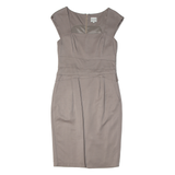 REISS Womens Pencil Dress Brown Viscose Short Sleeve Knee Length UK 10