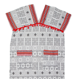 Womens Kaftan Dress White Crazy Pattern Short Sleeve Midi M