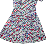 Womens A-Line Dress White Spotted Short Sleeve Midi L