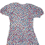 Womens A-Line Dress White Spotted Short Sleeve Midi L