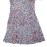 Womens A-Line Dress White Spotted Short Sleeve Midi L