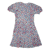 Womens A-Line Dress White Spotted Short Sleeve Midi L