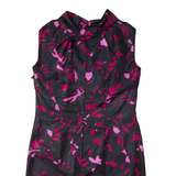 Womens Shift Dress Black Crazy Pattern Sleeveless Midi M