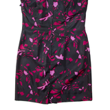 Womens Shift Dress Black Crazy Pattern Sleeveless Midi M