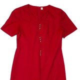 Womens Jacket Dress Red Short Sleeve Midi UK 14