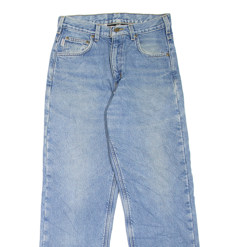 CARHARTT Fleece Lined Workwear Mens Jeans Blue Straight Stone Wash W28 L29