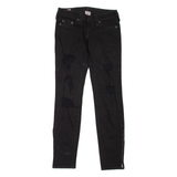 TRUE RELIGION Gwen Distressed Womens Jeans Black Slim Skinny W26 L29