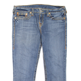 TRUE RELIGION Capri Cropped Womens Jeans Blue Straight Stone Wash W33 L23