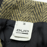 DUO Womens Pencil Skirt Brown Midi Striped UK 10