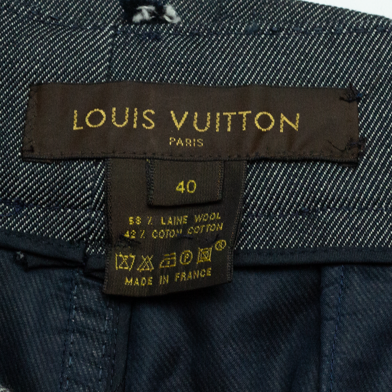 LOUIS VUITTON Womens Straight Skirt Blue Midi Corduroy M