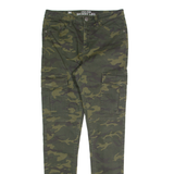CLOCKHOUSE High Rise Cargo Camo Womens Trousers Green Slim Skinny W26 L29