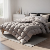 ANYHOUZ Dark Grey Quilted Duvet Cover – Luxury Breathable Puffer Bed Comforter