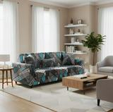Anyseat 3-Seater Sofa Cover – Dark Grey Geometric Style Slipcover for Living Room Chair Protection