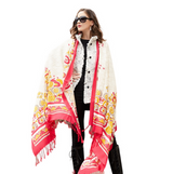 Anyyou 100% Merino Wool Red White Gold Silk Satin Large Winter Scarf Pashmina Shawl Bandana Perfect For Women Ladies Fashion Style