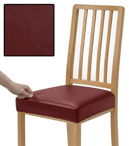 Anyseat Wine Red PU Leather Chair Cover – Slipcover for Dining, Kitchen, Hotel, Banquet & Living Room Chairs