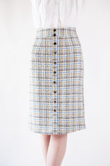 Luxe Plaid Tweed Pencil Skirt – Women’s Chic Tweed Skirt