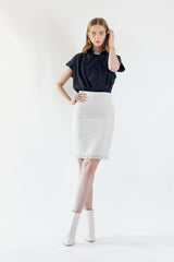 Luxe White Mini Tweed Skirt – Women’s Chic Mini Skirt